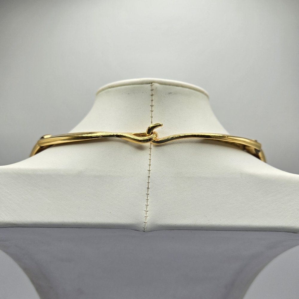 Napier Goldtone Necklace Choker Collar Modernist Statement Chunky Mogul Mobwife - Picture 2 of 7